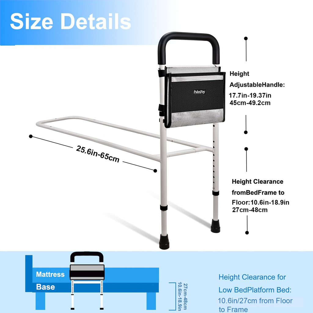 PidmFoy Bed Rails for Elderly Adults Safety, Height Adjustable Bed Cane, Bed Assist Rails for Seniors with Support Feet, Bedrails for Elderly Adults Grab Bar Handrails for Most Genre