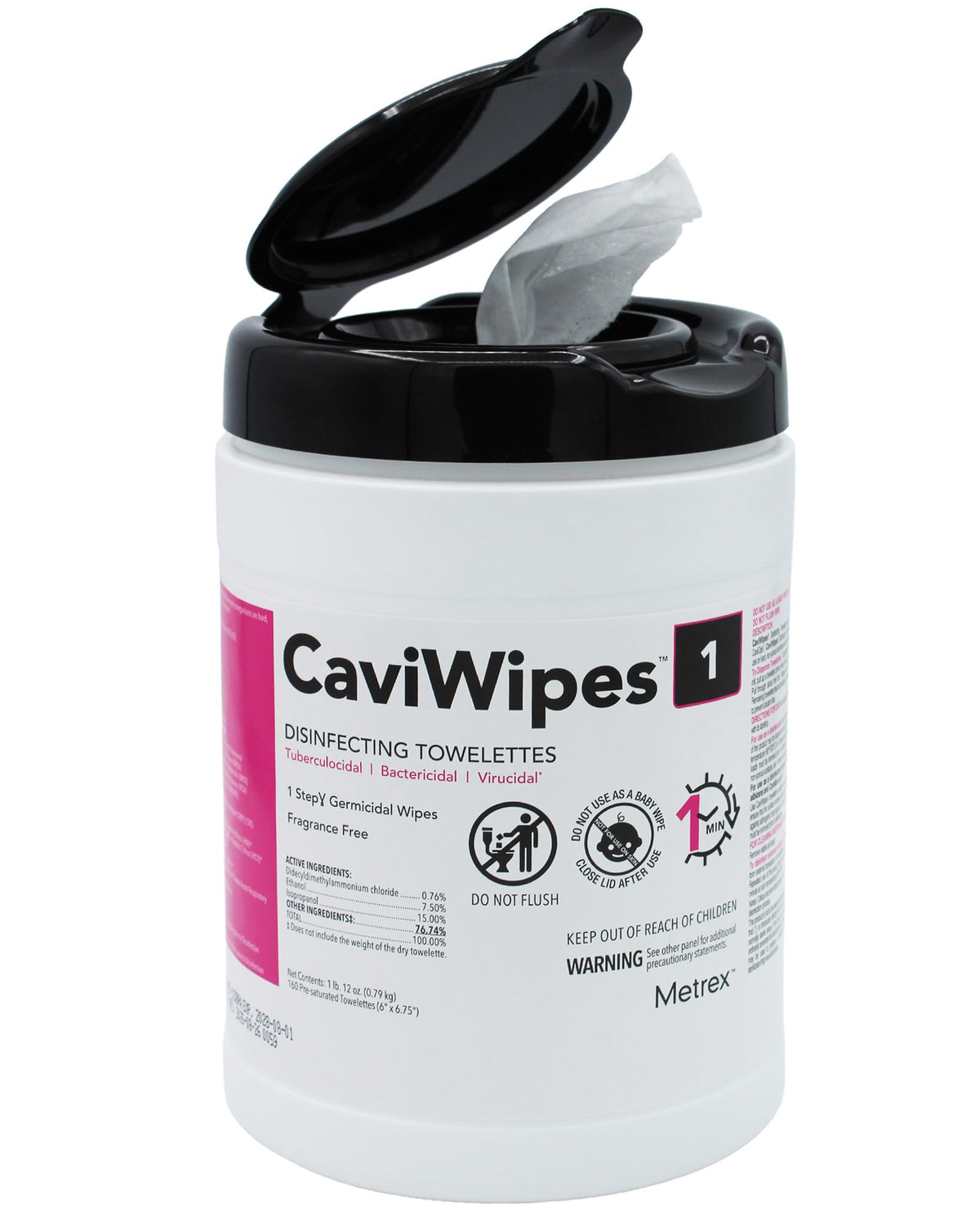 Metrex CaviWipes1 Disinfecting Wipes, 6x6.75 In, 160 Ct, Unscented
