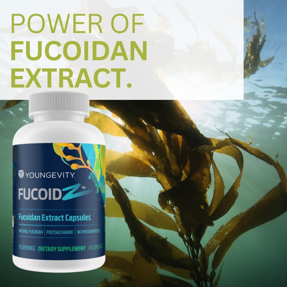 Youngevity FucoidZ - Pure Organic Maritech Fucoidan Extract & Cofactors (Vitamin C, Zinc, Elderberry + Botanical Blend) - Immune Support - Super Antioxidant - 60 Capsules