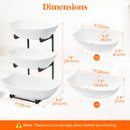Lifewit Plastic Fruit Bowl for Kitchen Counter, 3 Tier Fruit Basket with Black Metal Stand, Tiered Fruit Holder for Countertop Serving Tray for Vegetable/Dessert in Party 28 x 21 x 35cm/11 x 8.4 x 14