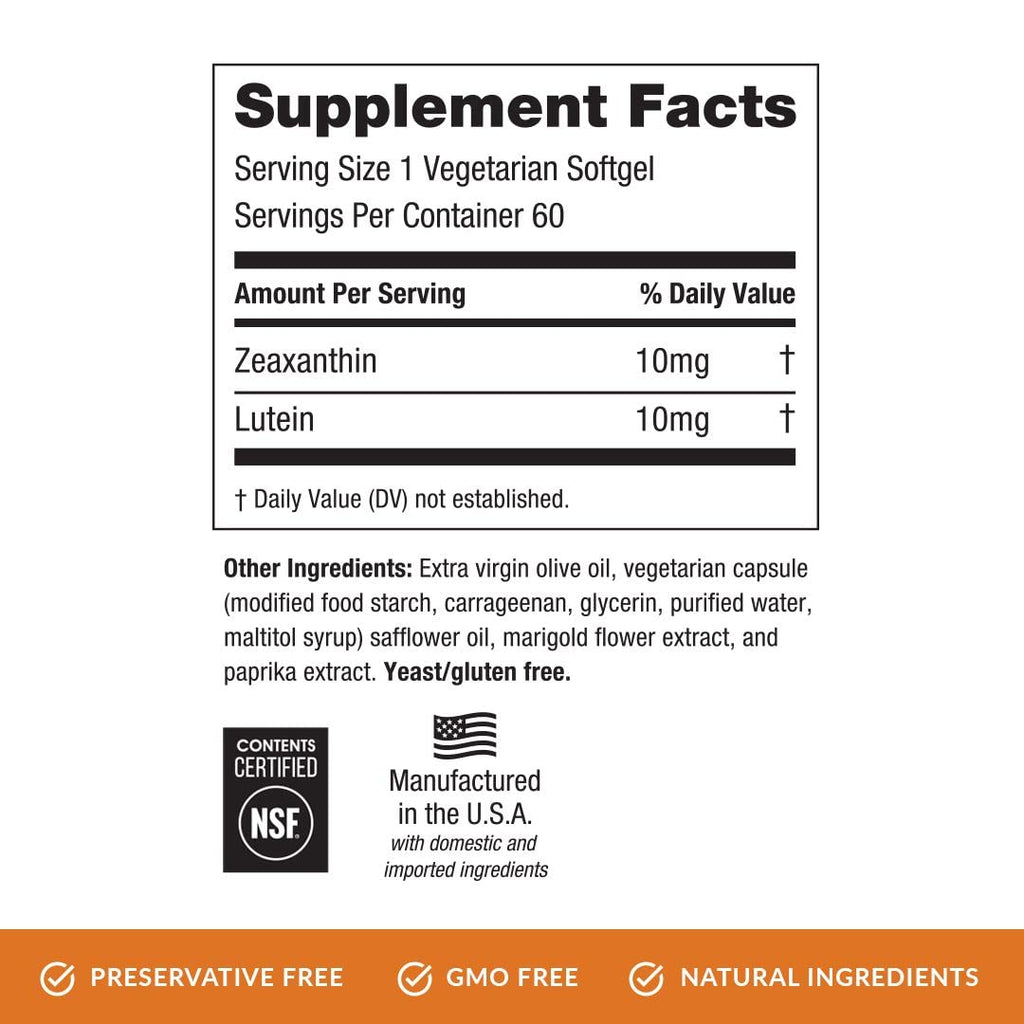 EyePromise Zeaxanthin + Lutein Eye Vitamin - 60 Softgels Capsules Made with Natural Ingredients for Diets Including Gluten Free and Vegetarian - Protect & Enhance Your Eye Health Completely
