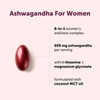 Micro Ingredients Ashwagandha for Women 600 mg Per Serving, 240 Softgels | 8-in-1 Ashwagandha Supplement with Magnesium Glycinate, L-Theanine, Sea Moss | Made with MCT Oil | Non-GMO, Gluten Free