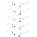 AQWANO Blue Light Blocking Computer Reading Glasses 5 Pack Clear Frame Rimless Readers Anti Glare Filter Lightweight for Women Men, 2.5