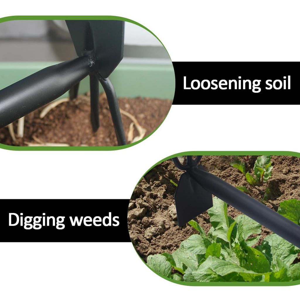 Garden Hoe and Cultivator, Long Heavy Duty Hand Hoe with Tiller, 2 Section Handle, Carbon Steel Blade, Cultivator Hoe Garden Tools for Loosening Soil, Digging