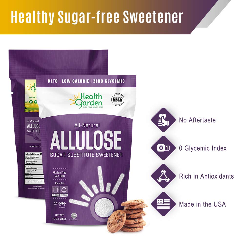 Health Garden Allulose Sweetener - Gluten and Sugar Free - Zero Net Carb - Non GMO - Kosher - Keto Friendly (4.75 LB)