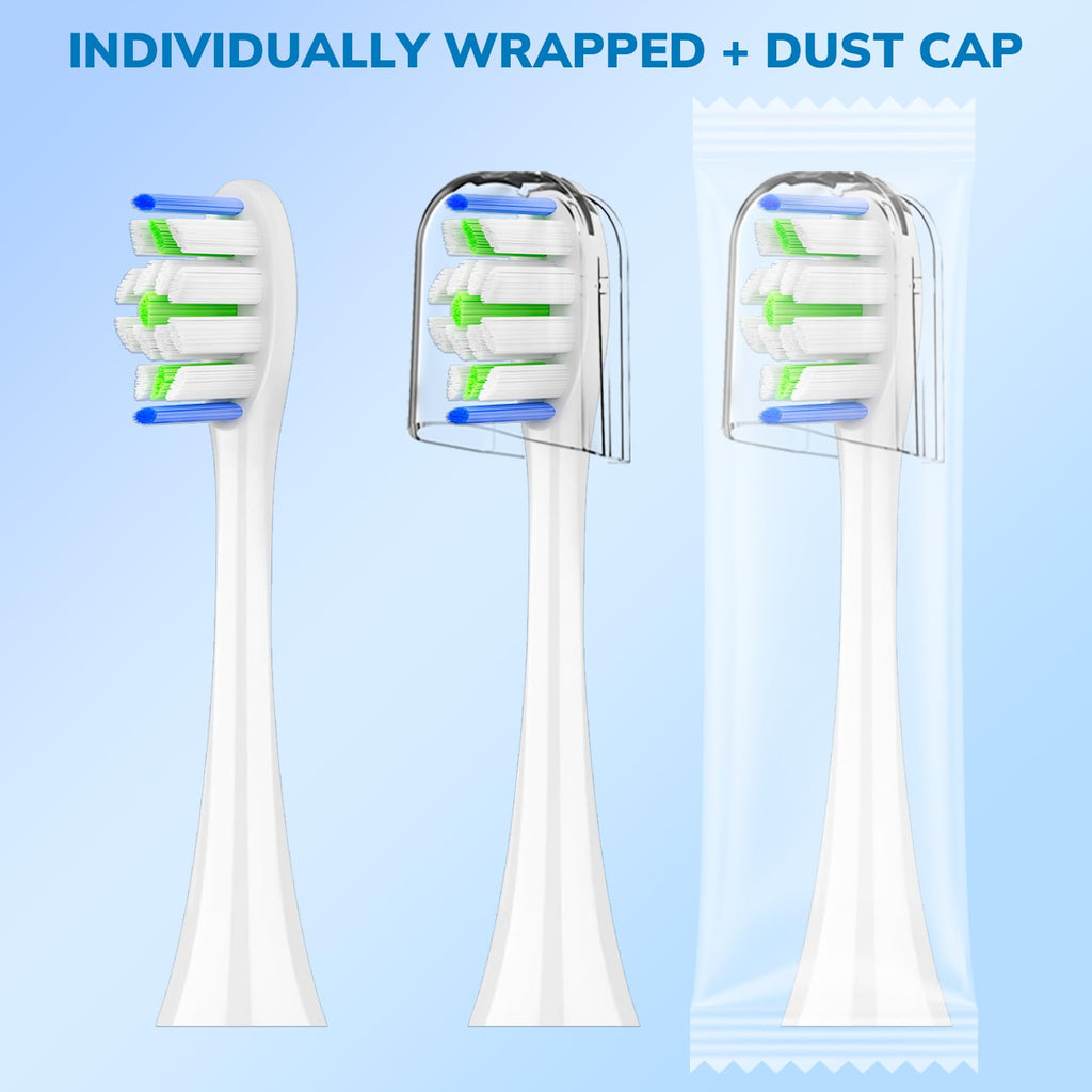 Replacement Toothbrush Heads for Philips Sonicare - 16 Pack Soft Gentle Bristles Compatible with Most Sonicare Click-On Electric Toothbrushes (White)
