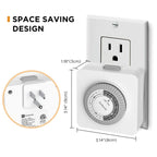 G-Homa Timer Outlet Electric Indoor with 2 Grounded Outlet,Plug-in 24-Hour Mechanical Timers,Daily On/Off Cycle,Energy Saving for Lamps, Seasonal, Christmas Lights and Holiday Decorations (2 Pack)