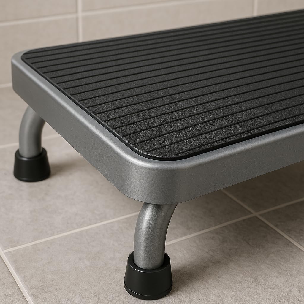 Aeranto Heavy-Duty One Step Stool with Carry Handle – 4.1" Low Foot Stool, Non-Slip Rubber Platform, 500lb Capacity – Portable Safety Step Stools for Adults, Seniors, Bathroom, Bed, SUV, 17"x13"