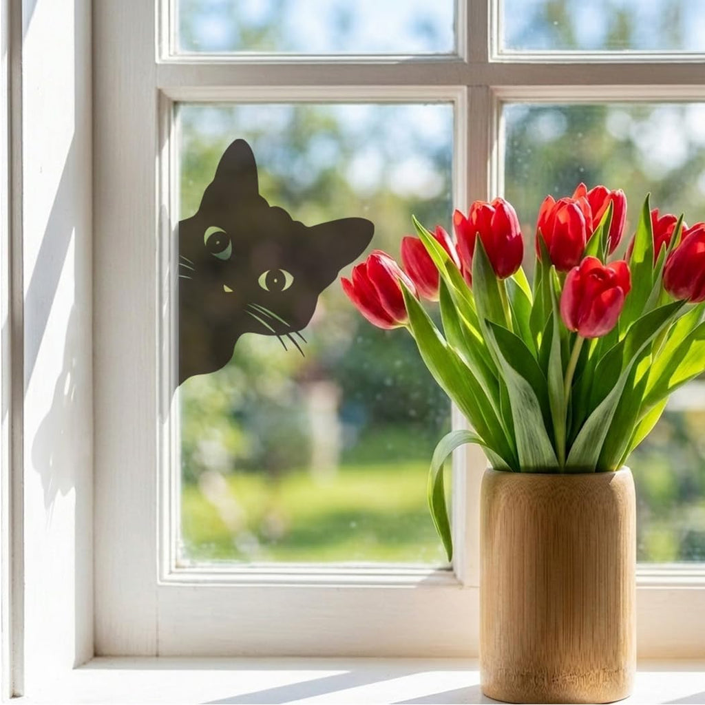 Doesen Black Cat Fence Decor Metal Cat Silhouettes Garden Decor Yard Art