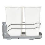 Rev-A-Shelf Double 35 Qt Pullout Trash Cans with Soft-Close for Under Kitchen Cabinets, Min Opening Width of 14.5", White, 53WC-1835SCDM-211