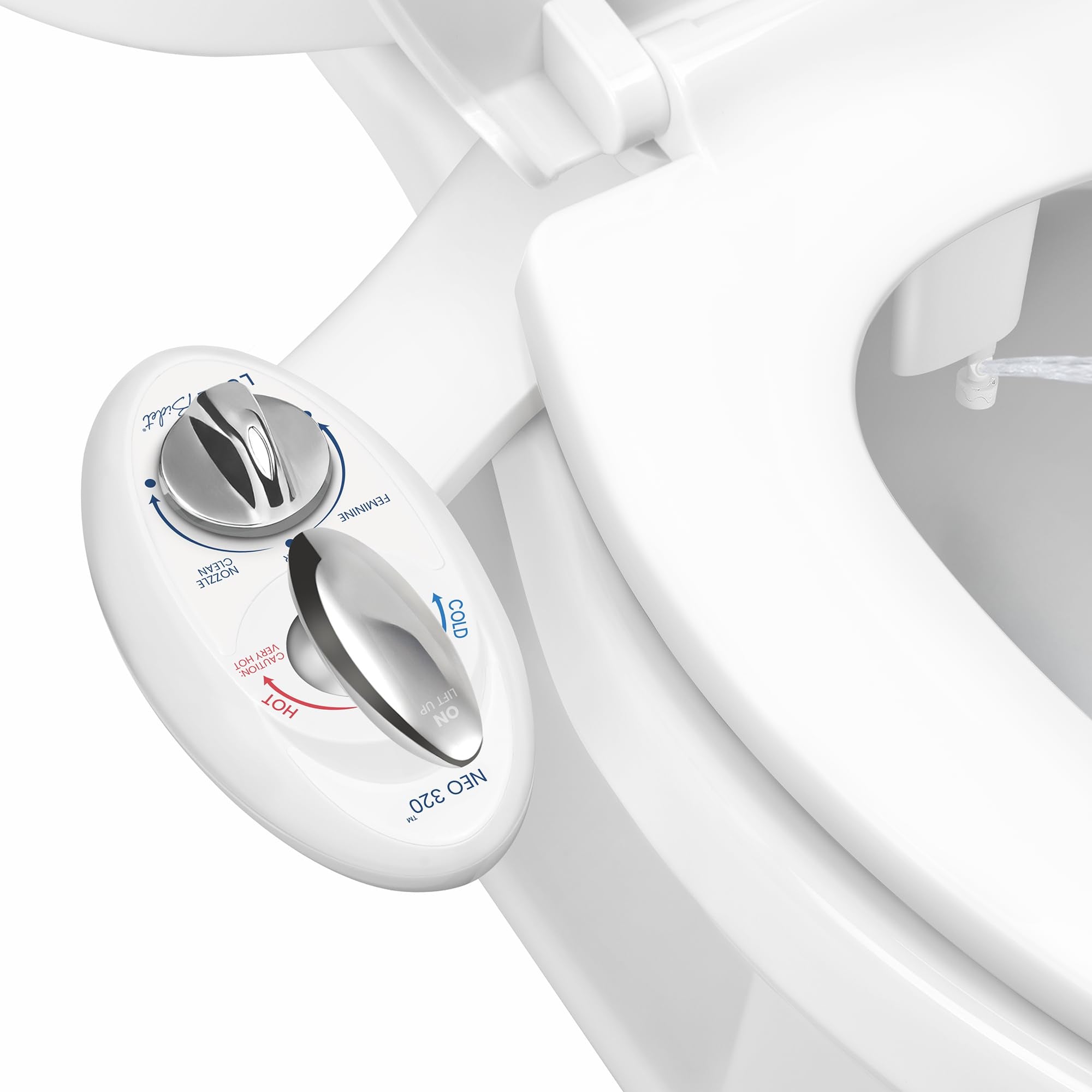 LUXE Bidet NEO 320 - Warm Water, Dual Nozzle, Self-Cleaning, Non-Electric Bidet Attachment for Toilet Seat, Adjustable Water Pressure, Rear & Feminine Wash (White)