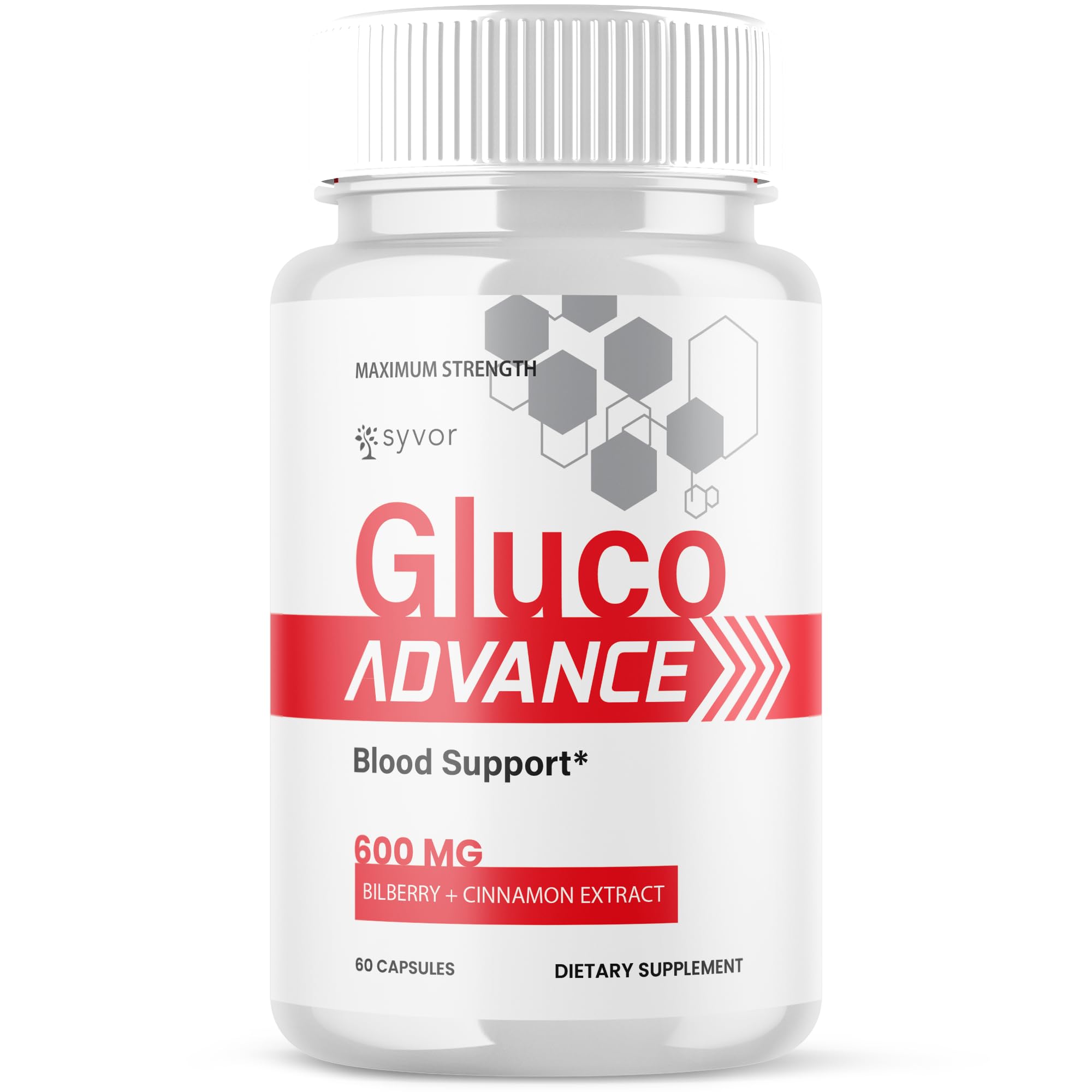 Gluco Advance Capsules, Official Gluco Advance Supplement Pills with All Natural Ingredients, Advanced Formula Supplement with Maximum Strength Premium Vitamins for Women & Men (60 Capsules)