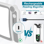 Rechargeable Magnifying Glass with Light for Reading, 5X Large Page Magnifier with LED Lighted for Seniors Low Vision, Folding Handheld Lightweight Rectangle Magnifier for Reading Book Small Print