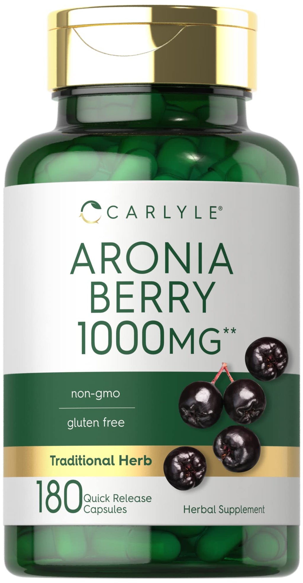Carlyle Aronia Berry Capsules | 180 Pills | Chokeberry Extract | Non-GMO & Gluten Free Supplement