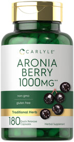 Carlyle Aronia Berry Capsules | 180 Pills | Chokeberry Extract | Non-GMO & Gluten Free Supplement