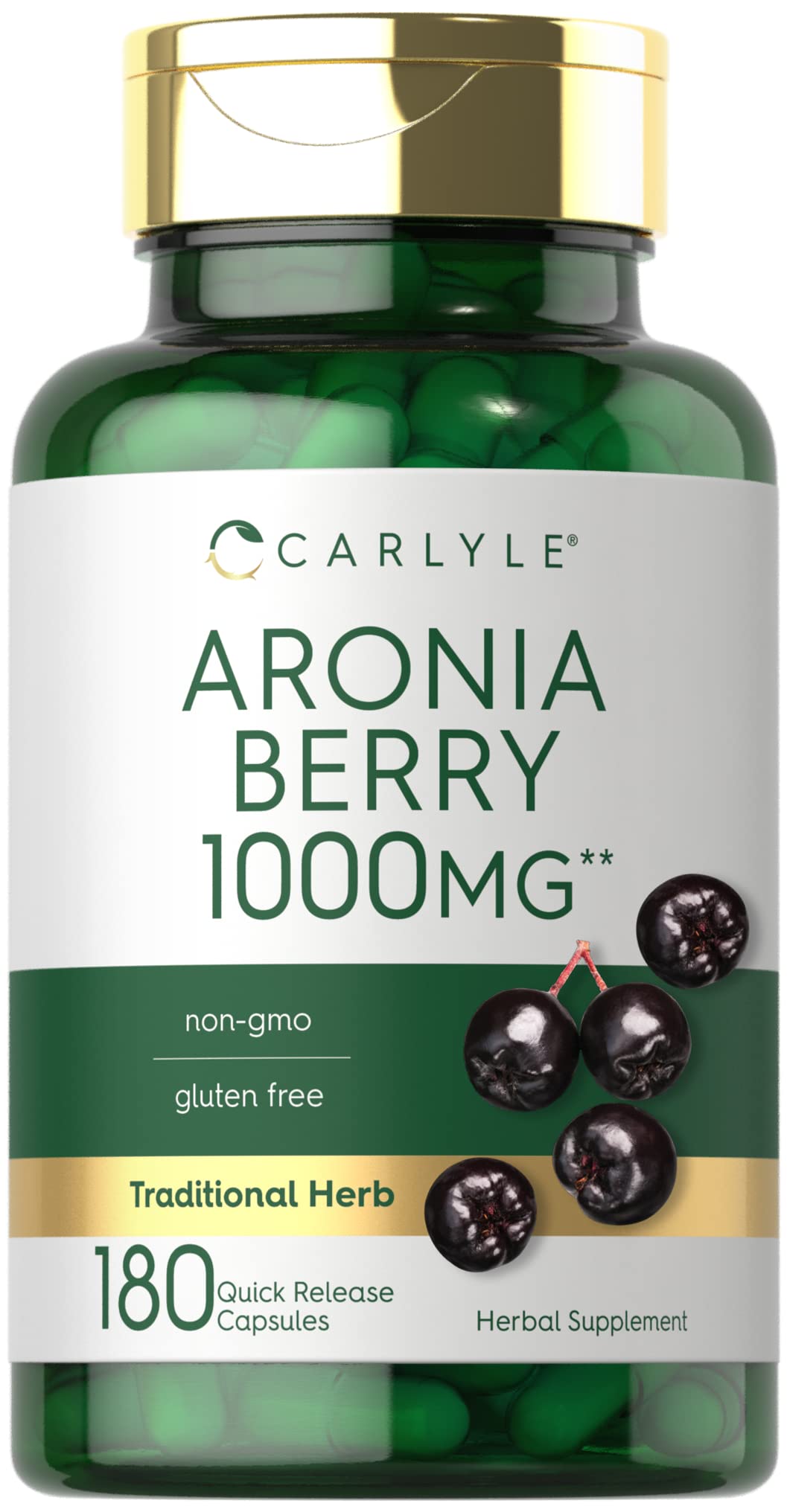 Carlyle Aronia Berry Capsules | 180 Pills | Chokeberry Extract | Non-GMO & Gluten Free Supplement