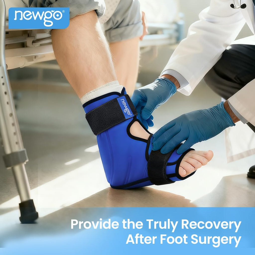 NEWGO Ice Pack Foot Ankle Ice Pack Wrap for Plantar Fasciitis, Foot Surgery Recovery, Hot Cold Therapy Ice Boot Foot for Bunions, Ankle Injury, Swelling, Burning Feet - Blue