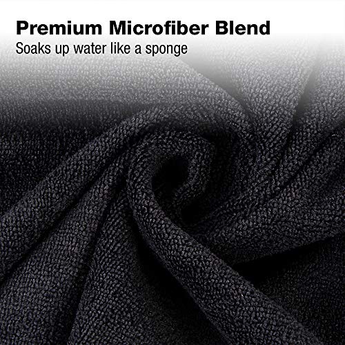 Eurow Microfiber Salon Towels – Bleachproof, Ultra Absorbent & Quick Drying – Soft, Lightweight & Durable for Hair Styling, Beauty, Barber & Spa Use, 16 x 29 Inches, 10-Pack, Black
