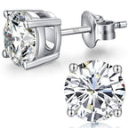 Mens Earrings Stud Sterling Silver Men Earrings 7mm 925 Silver Cubic Zirconia CZ Studs Jiahanzb