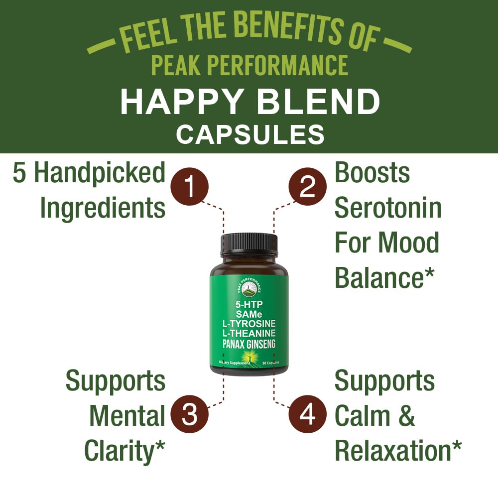 Peak Performance Mood Support Capsule Supplement with 5 Top Ingredients