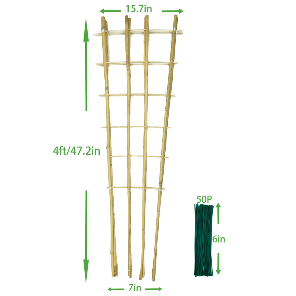 Natural Bamboo Trellis, 4Feet,3Pack,Fan-Shaped Plant Support Trellis for Outdoor and Indoor Potted Climbing Plants,Vegetables, Cucumber, Tomato, Hoya,