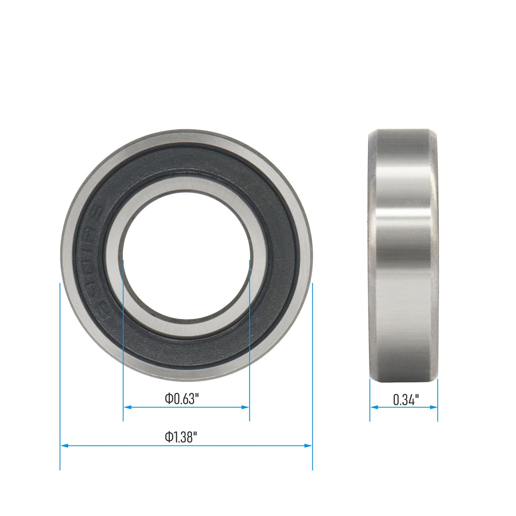 FOCMKEAS R10-2RS 10 PCS Deep Groove Ball Bearing ID 5/8"×OD 1-3/8 "×Width 11/32" Double Black Rubber Shielded Ball Bearing Chrome Steel P0 Z2 Bearing for Industrial Machine,Power Tools