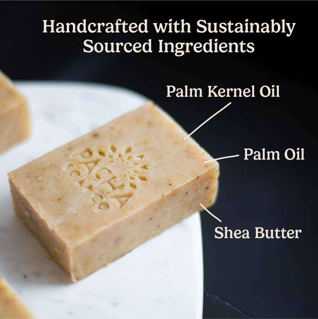 Pacha Soap Co. Dirty Hippie Bar Soap - Patchouli, Nutmeg, & Clove Scented Exfoliating Oat Body and Face Cleanser Bar Soap, Hydrating & Moisturizing Total Body Wash, Handcrafted Made in the USA, 3-Pack