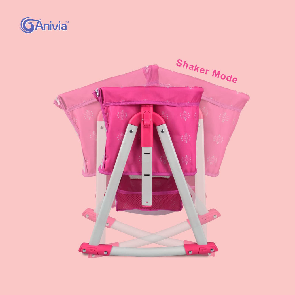 ANIVIA Doll Bed Furniture 2 Function Toy, Doll Bed and Doll Swings Together for 18 inches Baby Dolls, Baby Doll Crib with Bottom (DP601PINK)