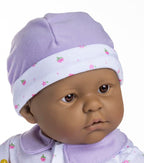 JC Toys - La Baby - Hispanic 20-inch Large Soft Body Baby Doll - Washable - Removable Purple Outfit with Hat and Pacifier - For Children 2 Years and up