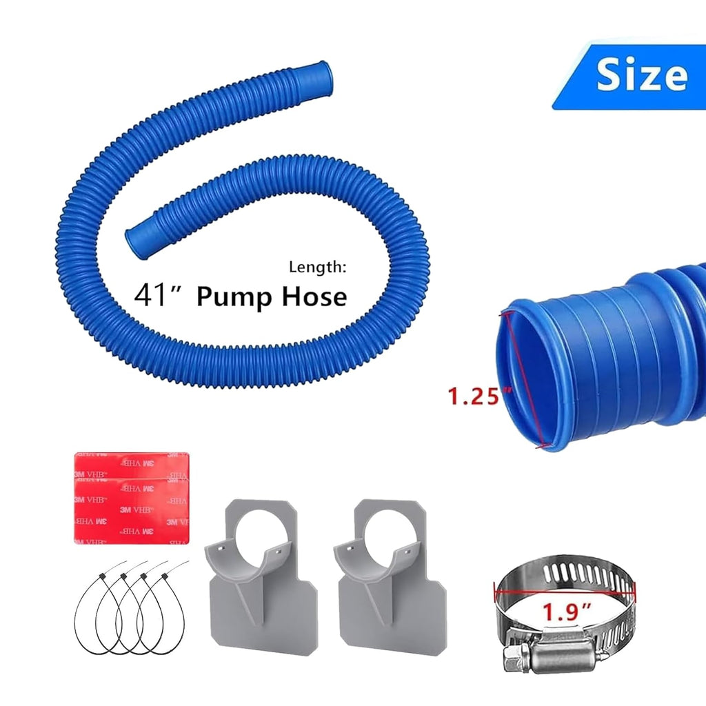 1.25" x 41in Pool Hoses Set for Above Ground Pools – Pool Pump Replacement Hose with Clamps, Compatible with Intex, Coleman, Summer Waves Pool Pumps & Filters (2 PACK White)