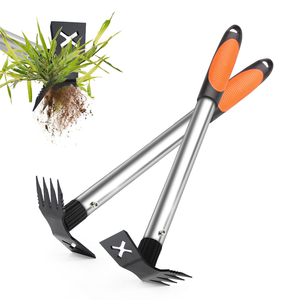 2 in 1 Manual Weeding Rake and Garden Hoe for Yard Lawn Patio Garden