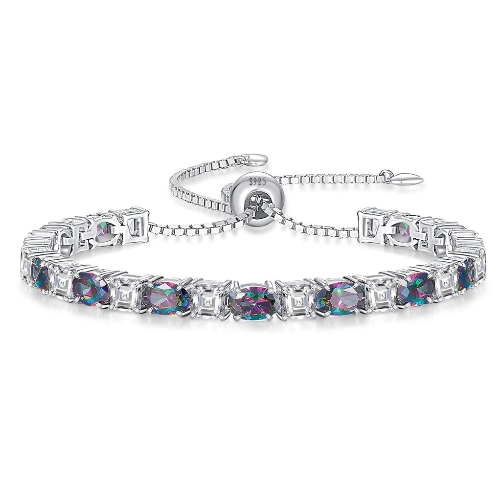 ETERMBOL Birthstone Tennis Bracelets for Women Alexandrite Bracelets for Women White Gold Bracelets June Birthstone 925 Sterling Silver Adjustable Chain 6-9 Inchs Jewelry Anniversary Birthday Gifts for Women Mom Wife Her