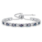 ETERMBOL Birthstone Tennis Bracelets for Women Alexandrite Bracelets for Women White Gold Bracelets June Birthstone 925 Sterling Silver Adjustable Chain 6-9 Inchs Jewelry Anniversary Birthday Gifts for Women Mom Wife Her
