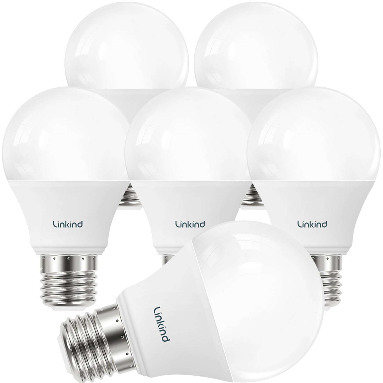 Linkind A19 LED Light Bulbs, 40 Watt Equivalent, 2700K Soft White 6 Packs