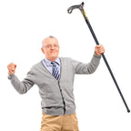 YIVIYAR Walking Cane for Men & Women & Seniors - 36.5 Inch Heavy Duty 500+ lbs Capacity, Ergonomic Handle, Decorative & Ornate Design, Gothic & Goth Elegant Matte Black & Gold Artistry, Metal Cane