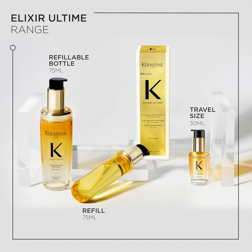 Kerastase Elixir Ultime Refillable Oil – For Shine & Hydration, 1.01 Fl Oz