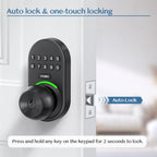 Keypad Smart Door Knob Lock, Yamiry Keyless Entry Digital Lock with Handle, Electronic Code Knob for Front Door, Easy Installation