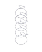 PAVOI Paperclip Beaded Stackable Chain Bracelet Set, White Gold