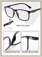 LianSan Progressive Multifocus Reading Glasses for Men,No-Line Blue Light Blocking Multifocal Computer Readers Anti Eyestrain(2 Colors/Progressive Top is not Zero,2.0x)