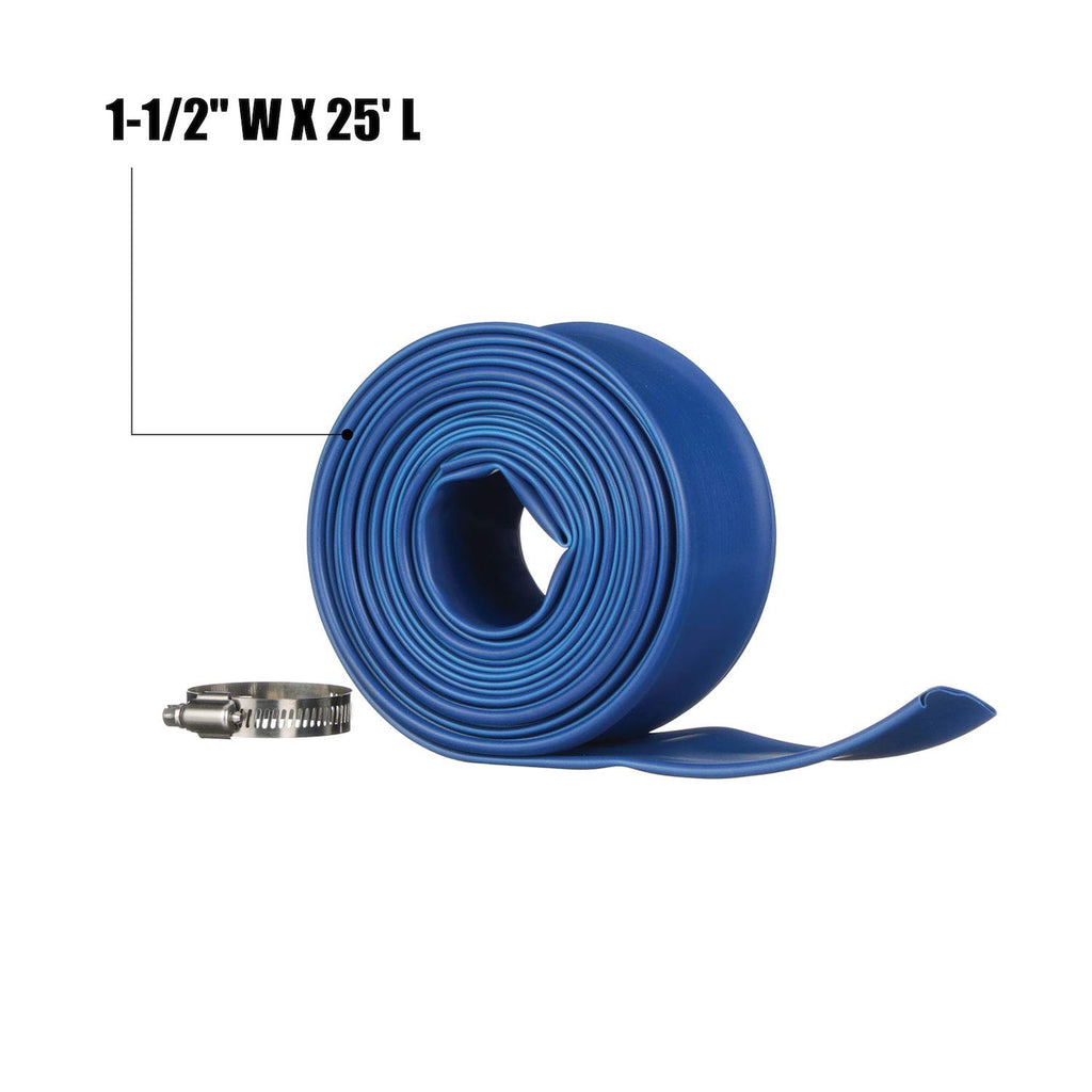 Blue Devil 25-Foot Vinyl Backwash Hose for Pool with Hose Clamp, 1-1/2" W x 25' L