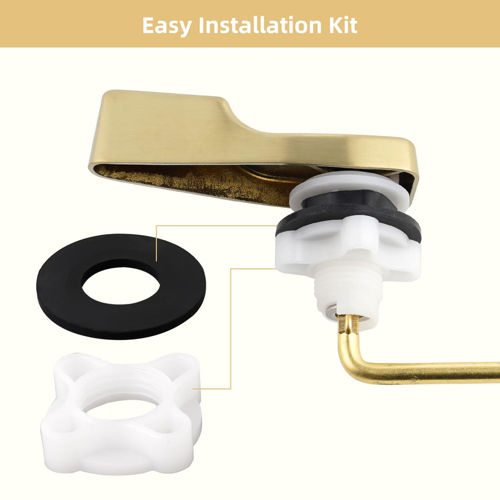 Hygie Rinse Universal Front Mount Metal Toilet Handle Replacement Kit Compatible with American Standard/Mansfield/Gerber/TOTO, Toilet Tank Flusher Lever with Flapper Chain, Brushed Gold