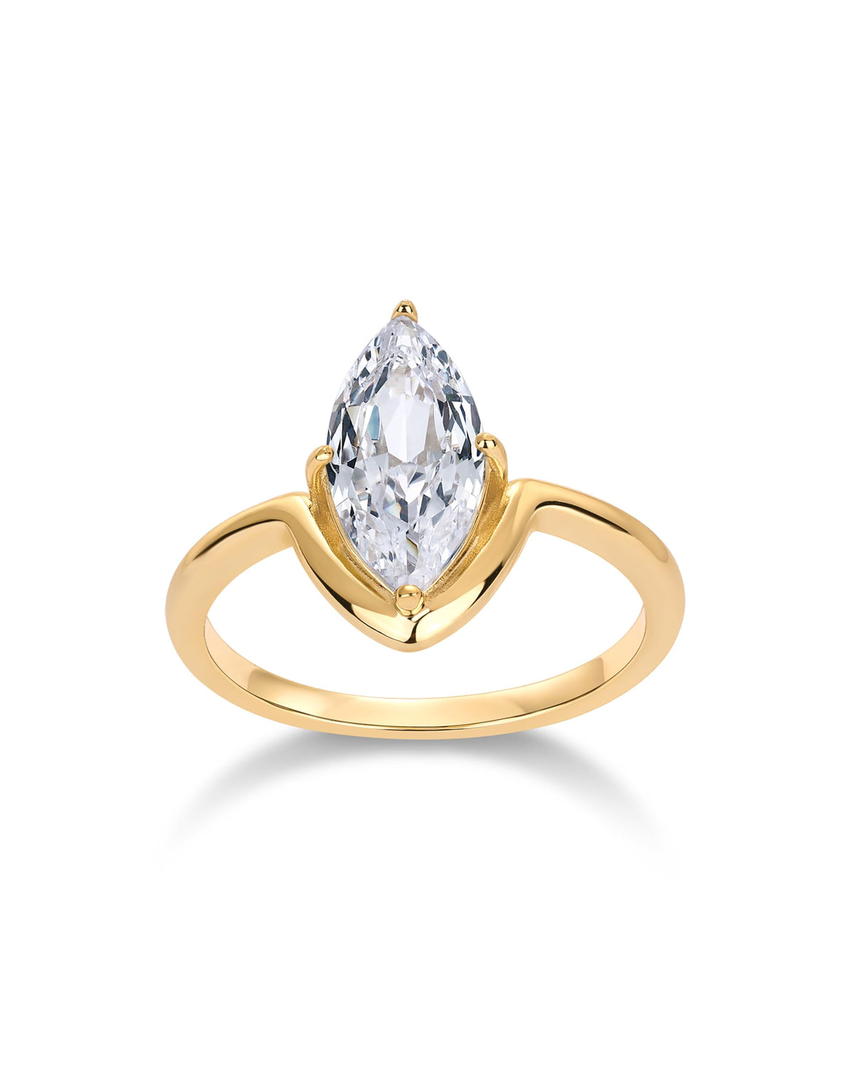 PAVOI 14K Yellow Gold Plated 1.5CT Marquise CZ Bridal Wedding Promise