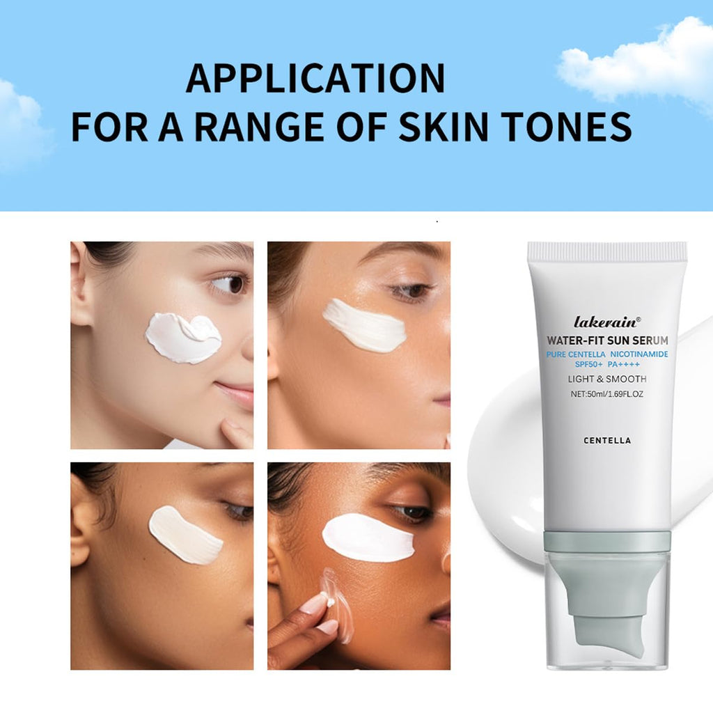 2PCS Centella Sunscreen SPF 50,Face Sun Screen Long-Lasting Protection,Madagascar Sunscreen,NO White Cast - Dry Oily Skincare (Blue)