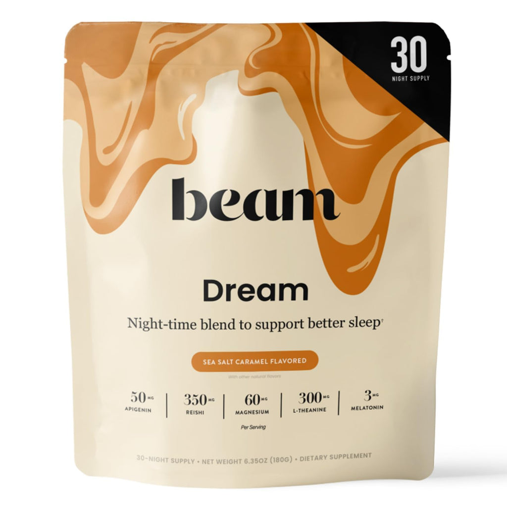 Beam Dream Sleep Powder, L-Theanine, Apigenin, Reishi and Magnesium, Third Party Tested Natural Sleep Aid & Sleep Supplement, Health and Wellness Gift, Natural Sleep Support, Non-GMO, 30 Servings