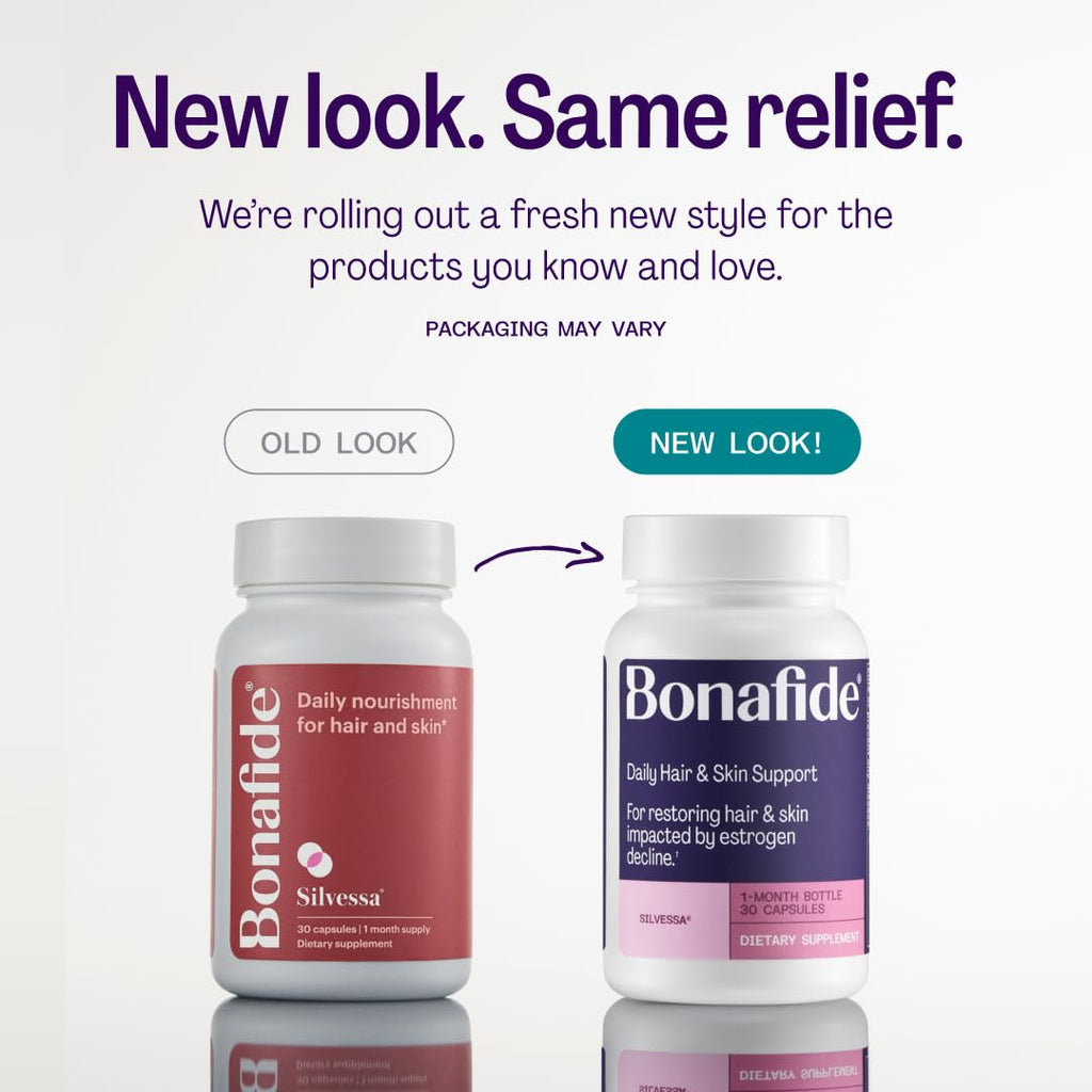 Bonafide Silvessa Hair & Skin Support Capsules – Hormone-Free, Drug-Free Daily Nourishment for Hair & Skin During Menopause – 90 Day Supply (90 Capsules)