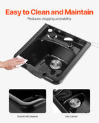 VEVOR Shampoo Basin, Black Hairdresser Sink Shampoo Bowl Sink, ABS Plastic Salon and Spa Hair Washing Sink, Hair Backwash Basin Beauty Salon Equipment for Hair Stylists