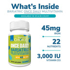 Bariatric Choice Once-Daily Bariatric Multivitamin with 45 mg of Iron | Easy to Swallow Capsule | Vitamin for Bariatric Surgery Patients | 90 Count (3-Month Supply)