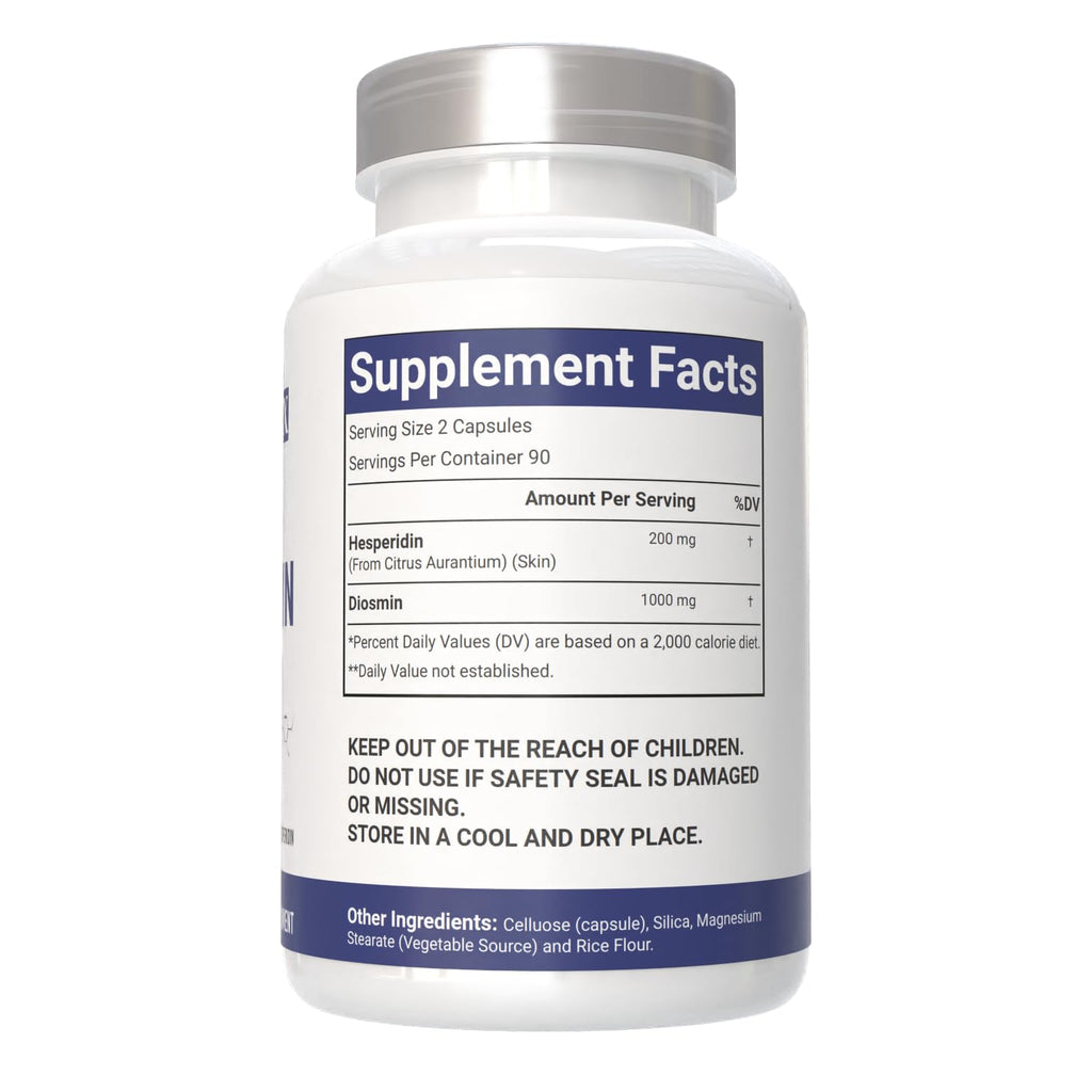 VitaCosmoX Diosmin Hesperidin 1200 mg Complex, 180 Capsules, Citrus Bioflavonoids Rich Fruit Extract, 100% Vegetarian, Non-GMO & Gluten Free Diosmin Supplement with Max Strength