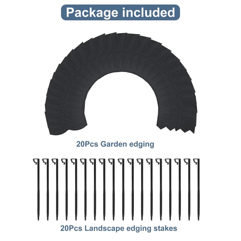 20Pcs Landscape Border,6 Inch 20Ft Garden Edging Border with Stakes Kits