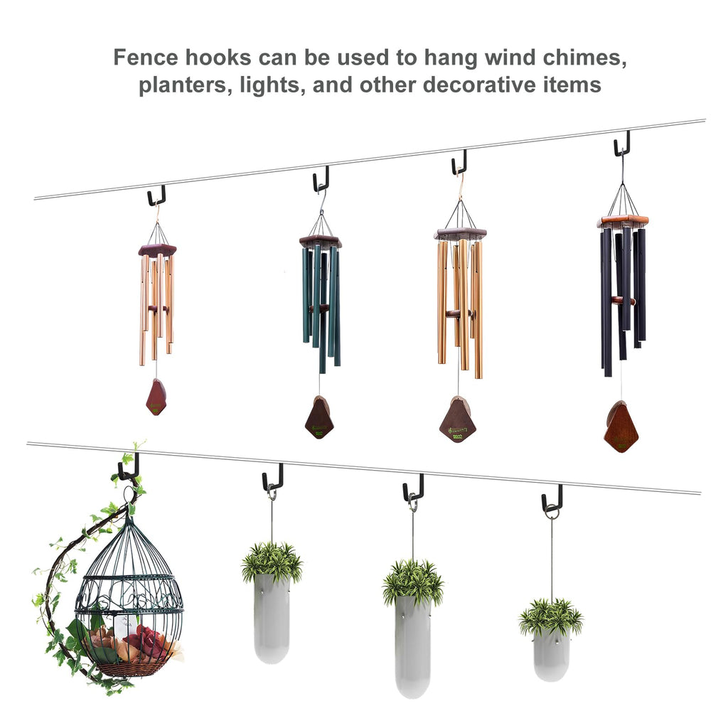 Gueryee 4 Pcs Rafter Hooks, Upgraded Fence Hangers, Heavy Duty Bike Hanger for Garage, Ladder Hook, Black Large S Hooks for Hanging Hose, Plants, Chairs, Bikes, Ladders, Cords and More